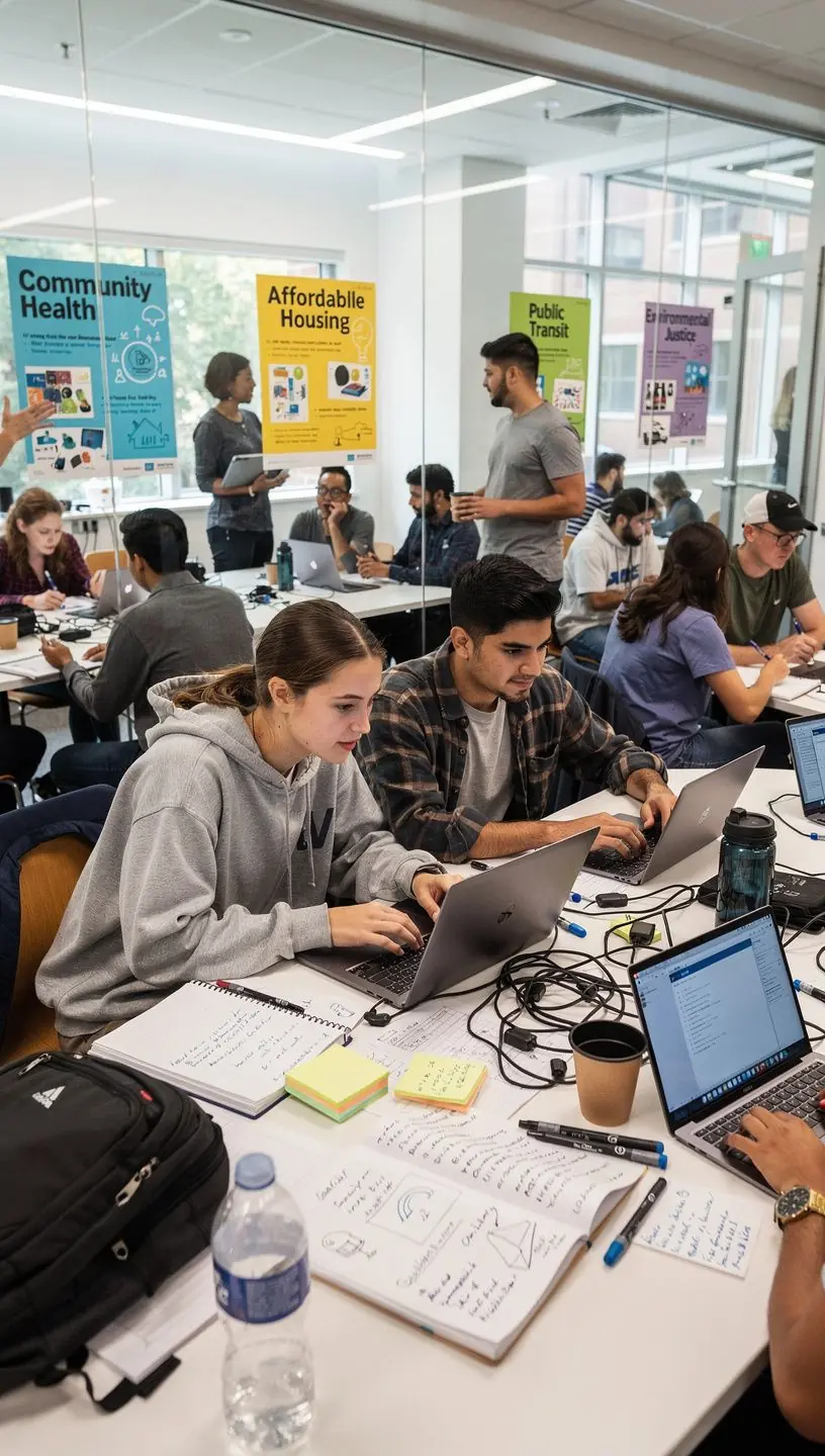 Smart lighting installation in a community park.