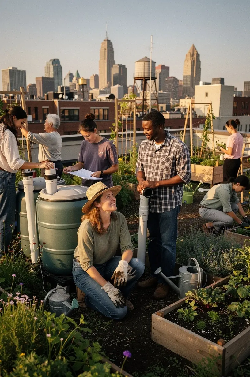 Local community members implementing water-saving technologies
